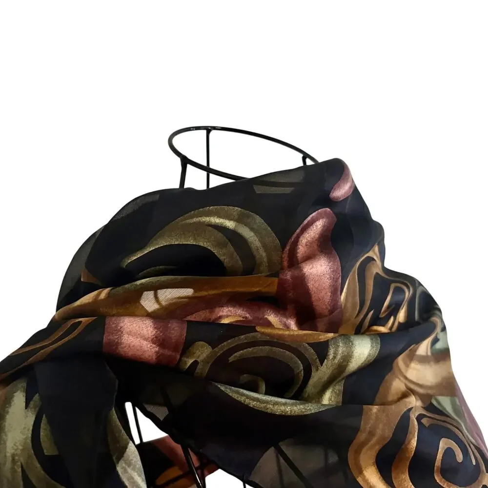 Vintage Y2K Robert Lee Morris Abstract Geo Art Print Silk Scarf 32